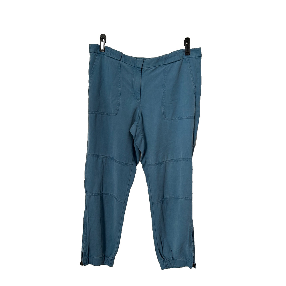 Ann Taylor Ankle Pants Size 14 Teal‎ Blue Lyocell Cargo Jogger Utility Tapered